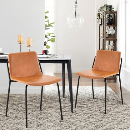 Mid Back Modern Upholstered Dining Room Chair with Metal Legs 0087