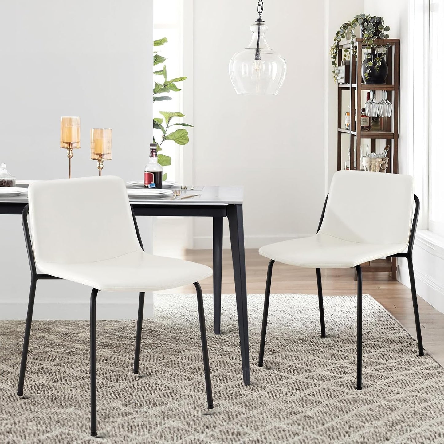 Mid Back Modern Upholstered Dining Room Chair with Metal Legs 0087