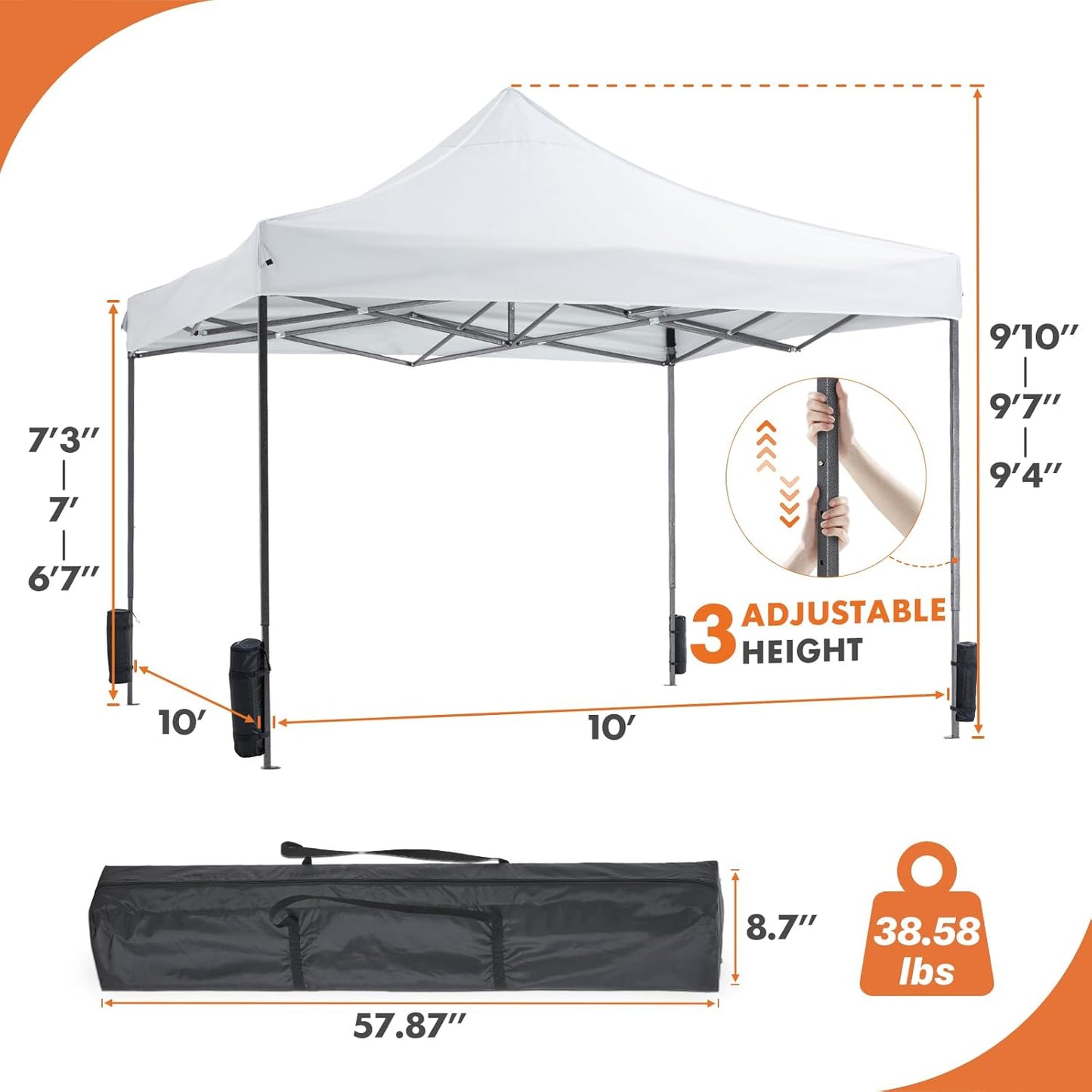 10FT Pop Up Canopy Tent ZDZP-10FT