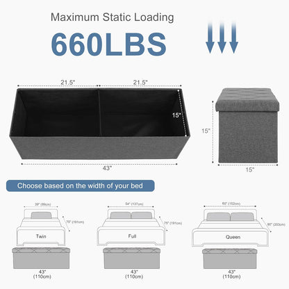 43in Foldable Storage Ottoman Bench STO 110PE