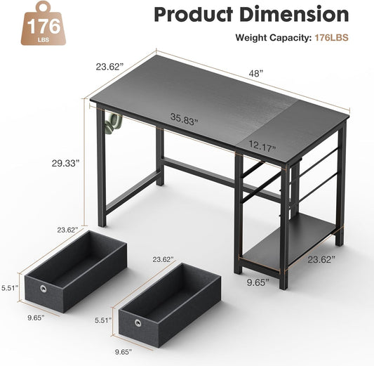 Computer Desk with 2-Tier Drawers F02