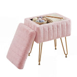 StockMAX Vanity Stool Chair with Storage and Adjustable Metal Feet