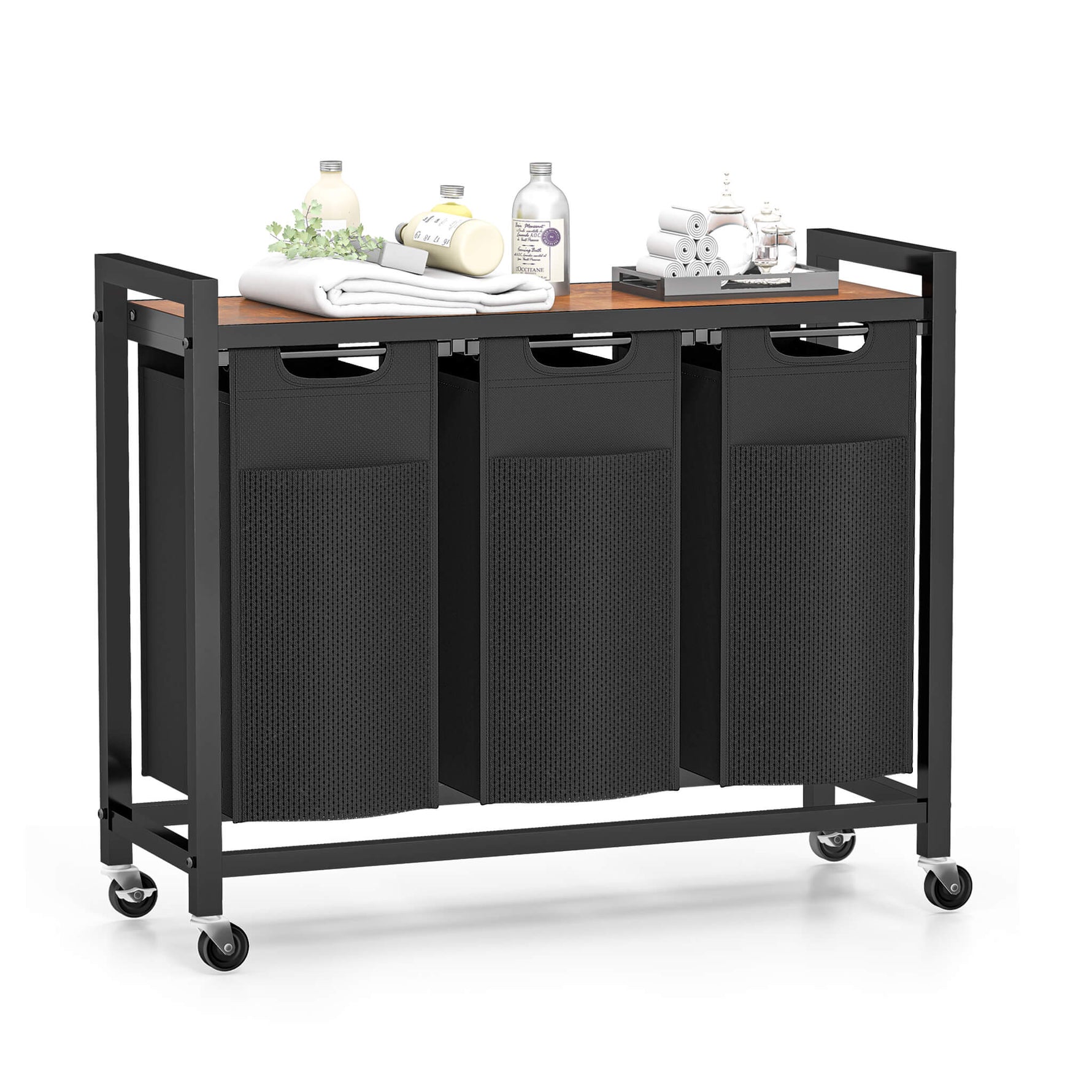 StockMAX Rolling Laundry Basket with Shelf with Multiple Drawers