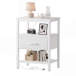 StockMAX Modern Nightstand with Power Outlets and Fabric Drawer