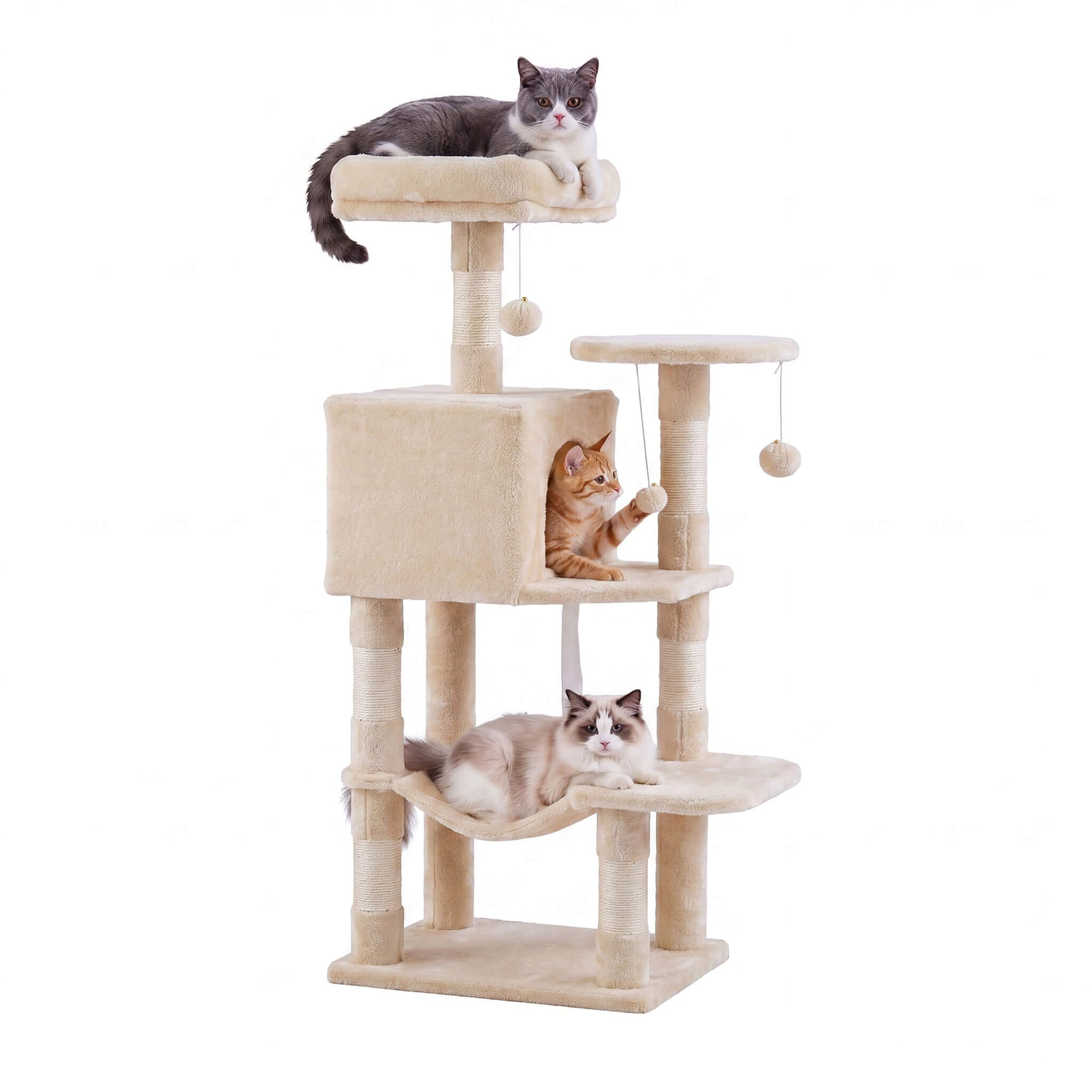 StockMAX 44" Muti-functional Cat Tree Tower with Sisal Scratcing Post and Condo