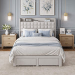 StockMAX Upholstered Heavy Duty Platform Bed Frame with Drawers
