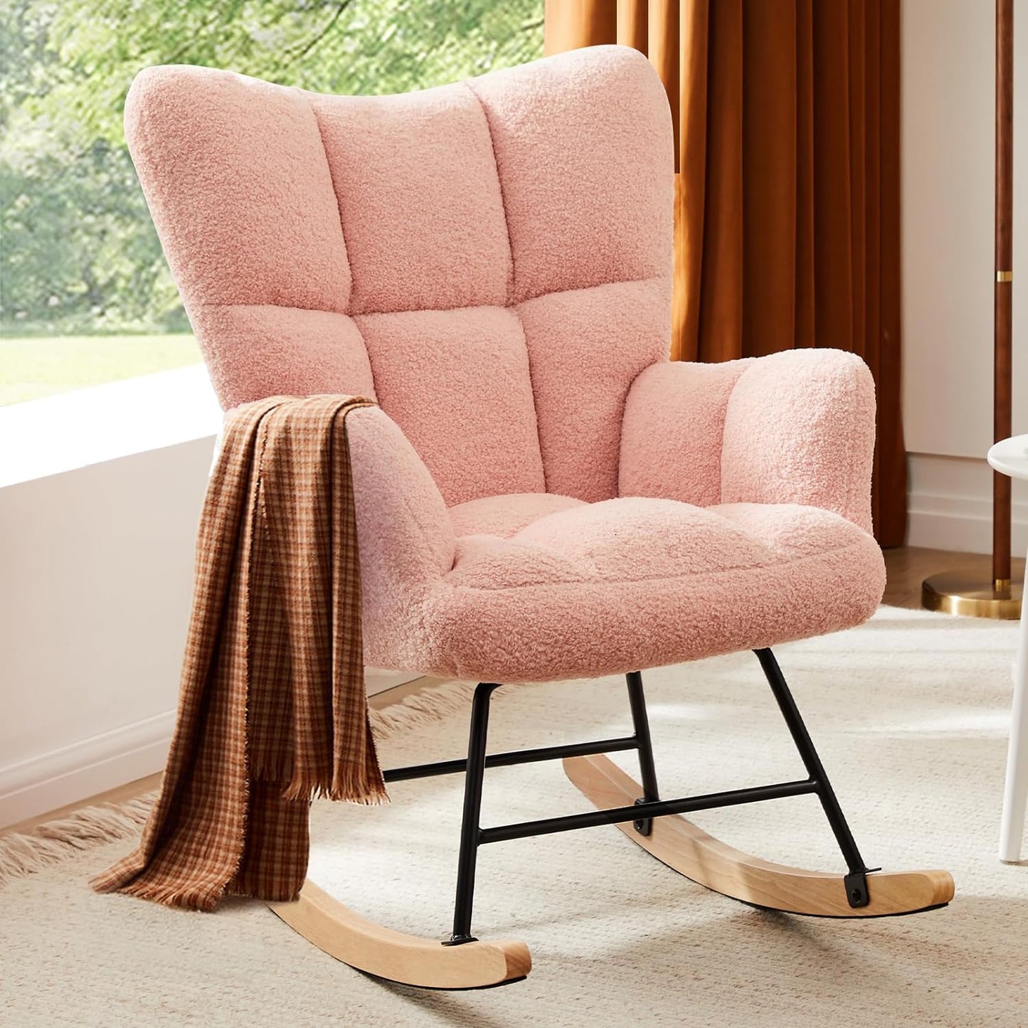 Rocking Teddy Upholstered High Backrest Chair  1025