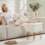 StockMAX Vanity Stool Chair with Storage and Adjustable Metal Feet