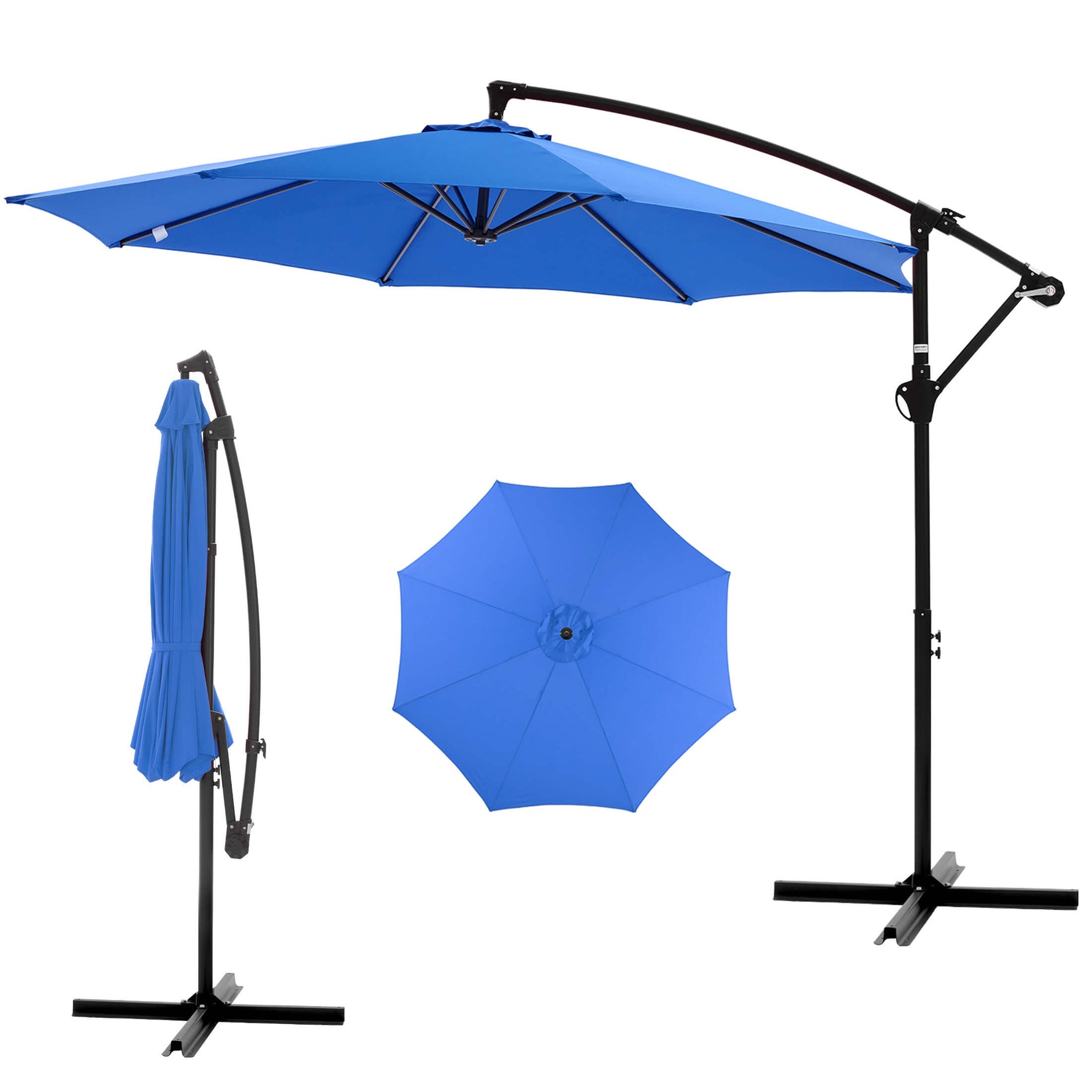 StockMAX 10ft Cantilever Patio Umbrella with Crank Lift Mechanism for Garden, Backyard, Poolside