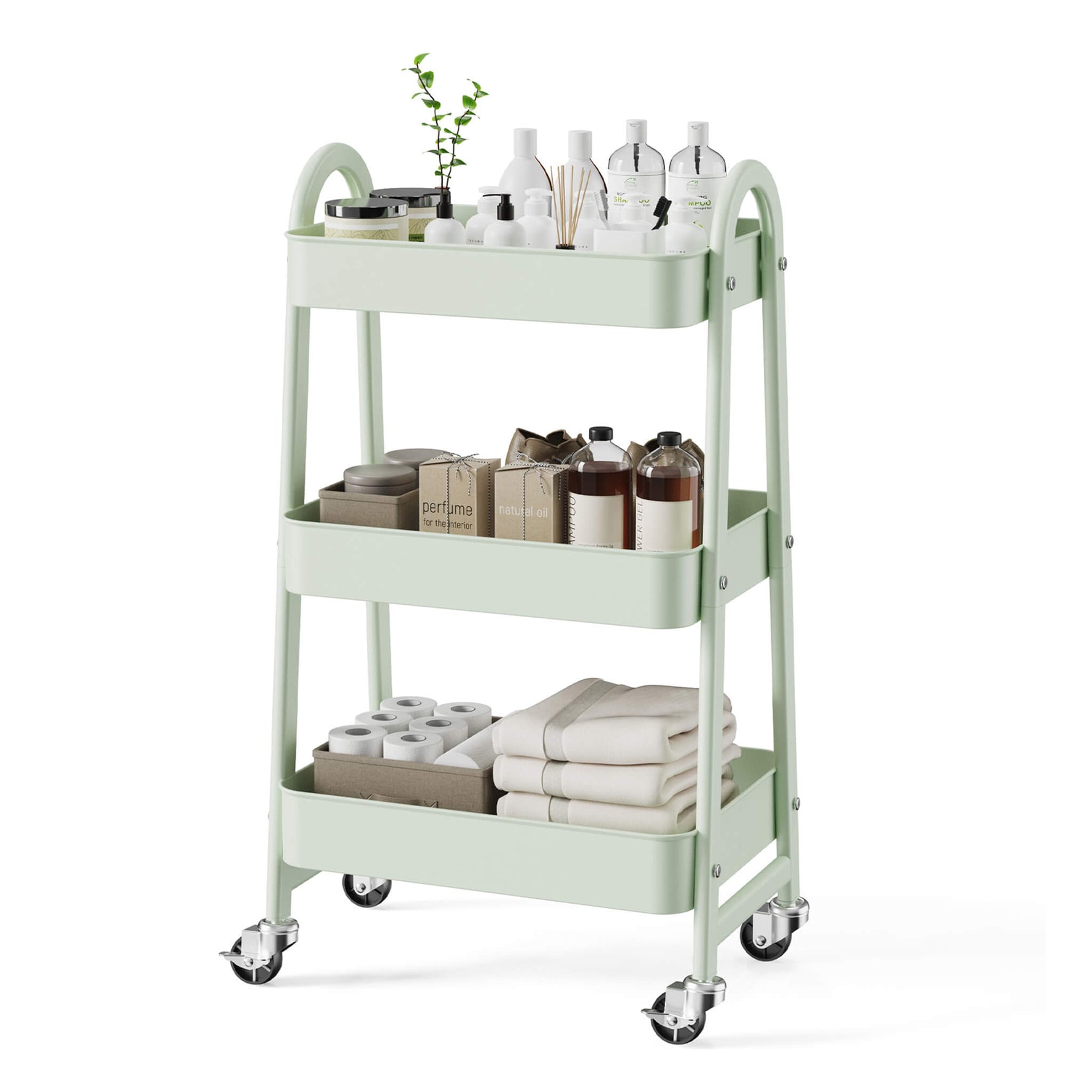 StockMAX 3-Tier Rolling Storage Cart with Lockable Wheels