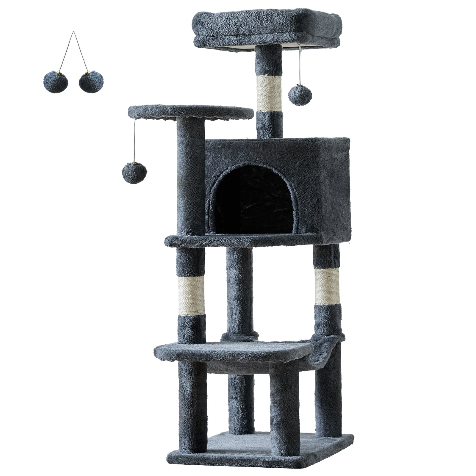 StockMAX 44" Muti-functional Cat Tree Tower with Sisal Scratcing Post and Condo