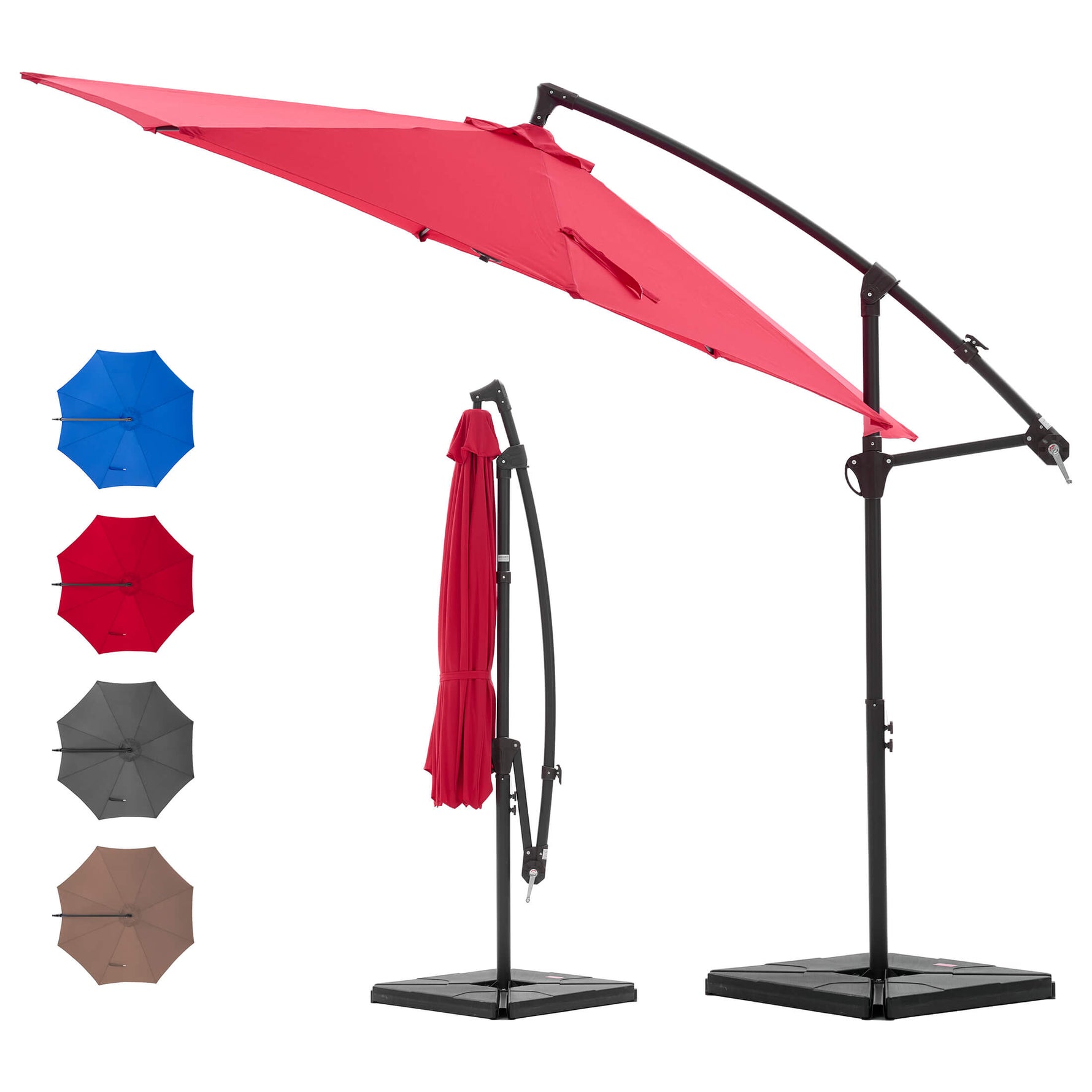 StockMAX 10ft Cantilever Patio Umbrella with Crank Lift Mechanism for Garden, Backyard, Poolside