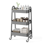 StockMAX 3-Tier Rolling Storage Cart with Lockable Wheels