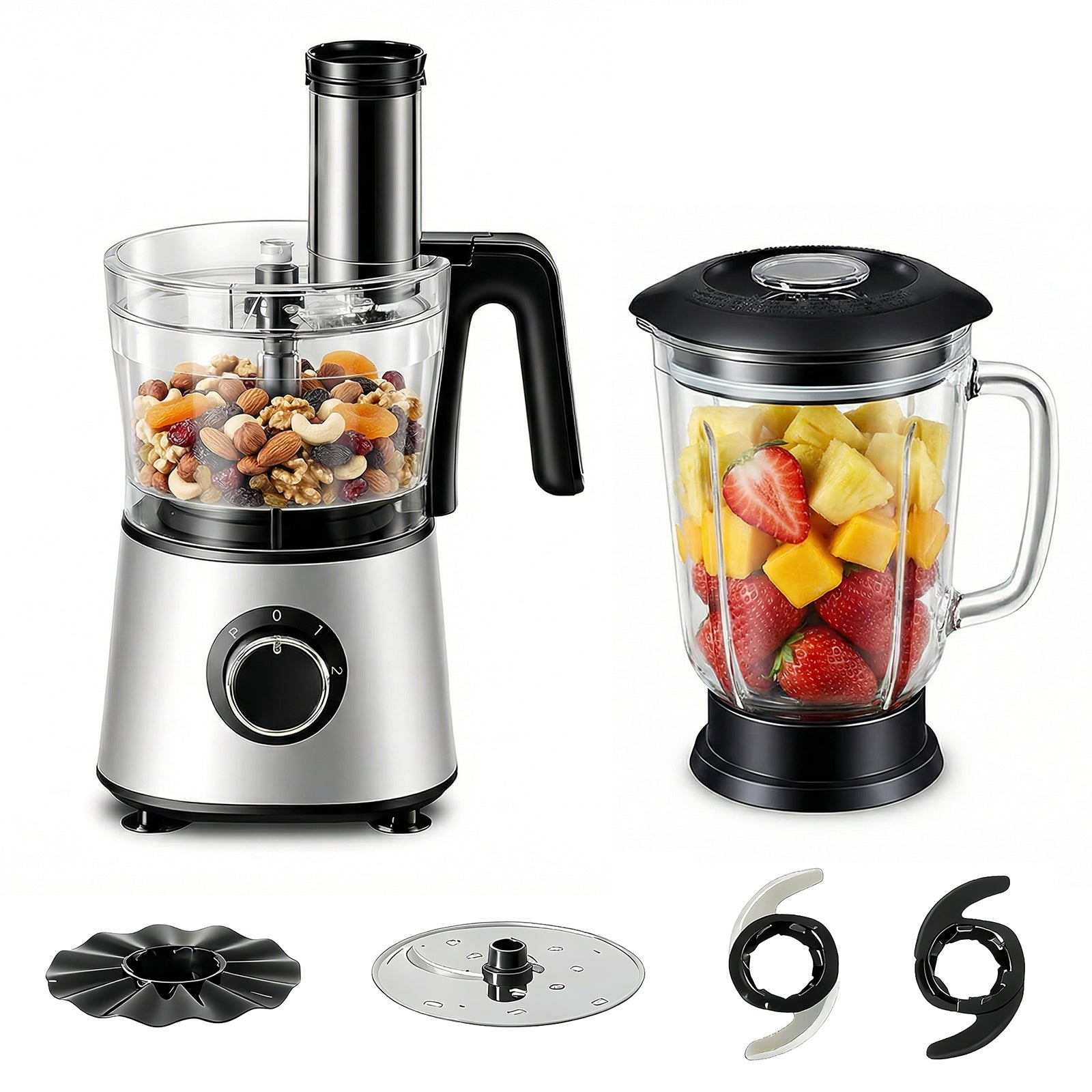 StockMAX 8-Cup Food Processor, Vegetable Chopper with accessories