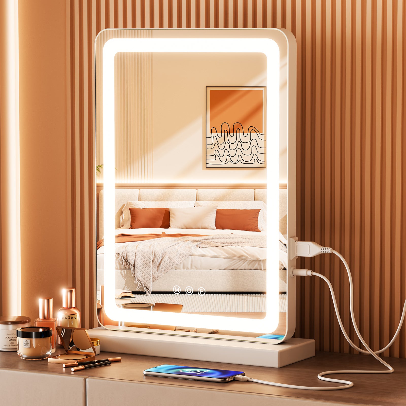 StockMAX Makeup Mirror with Lights and Aluminum Alloy Frame