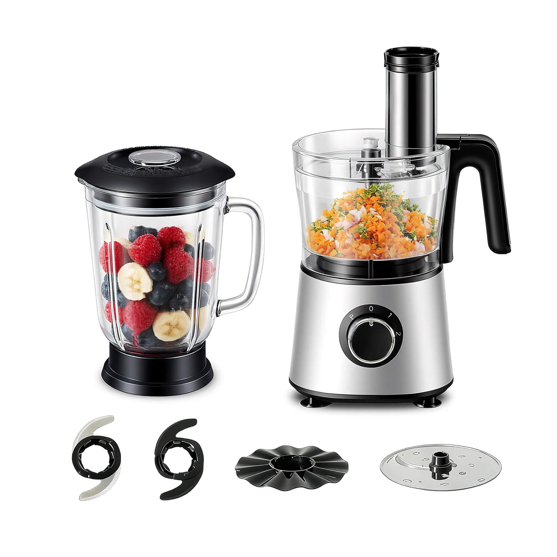 StockMAX 8-Cup Food Processor, Vegetable Chopper with accessories