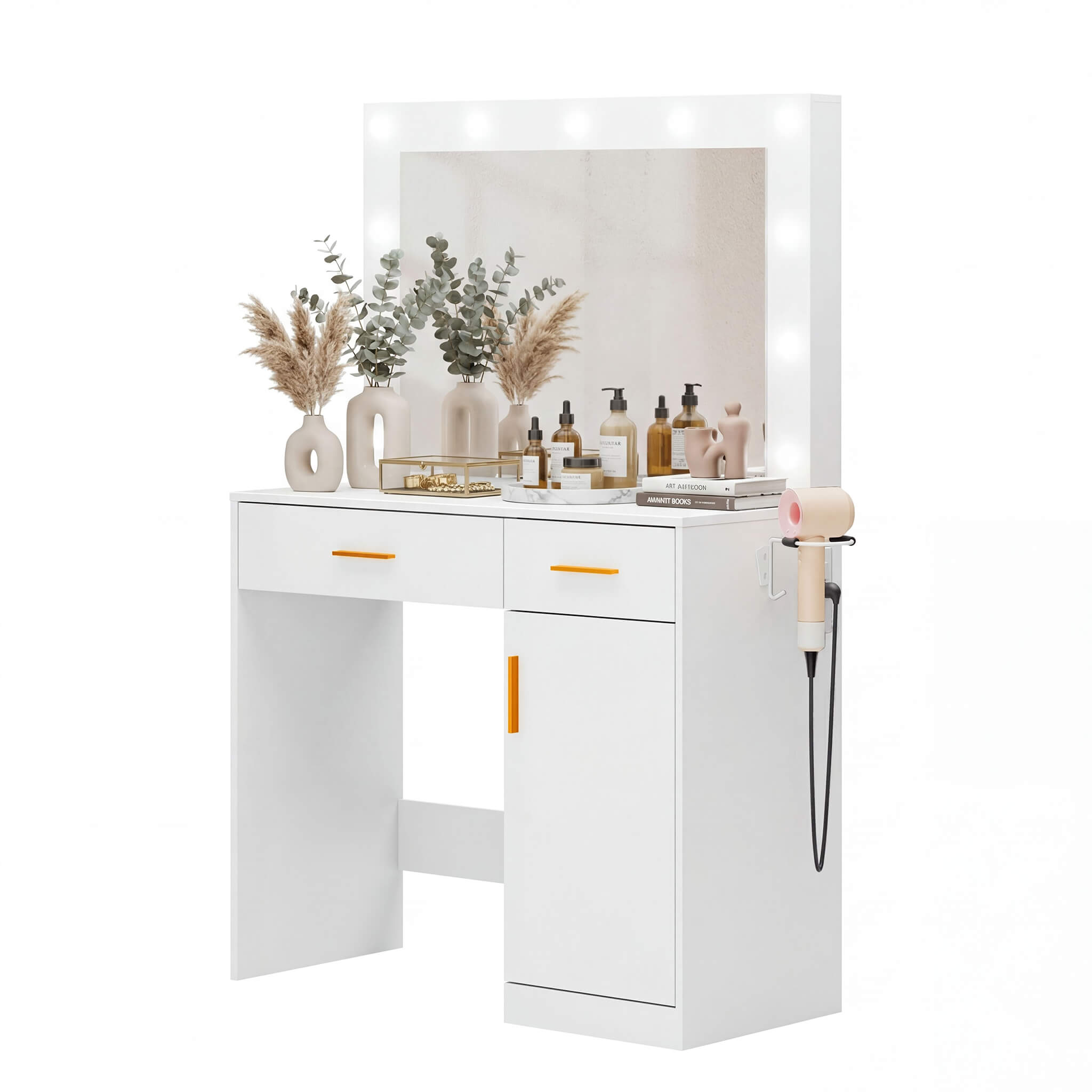 StockMAX Makeup Vanity Desk with Oversized LED Mirror