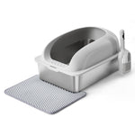 StockMAX Stainless Steel Cat Litter Box with Scoop & Double-Layer Mat
