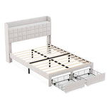 StockMAX Upholstered Heavy Duty Platform Bed Frame with Drawers
