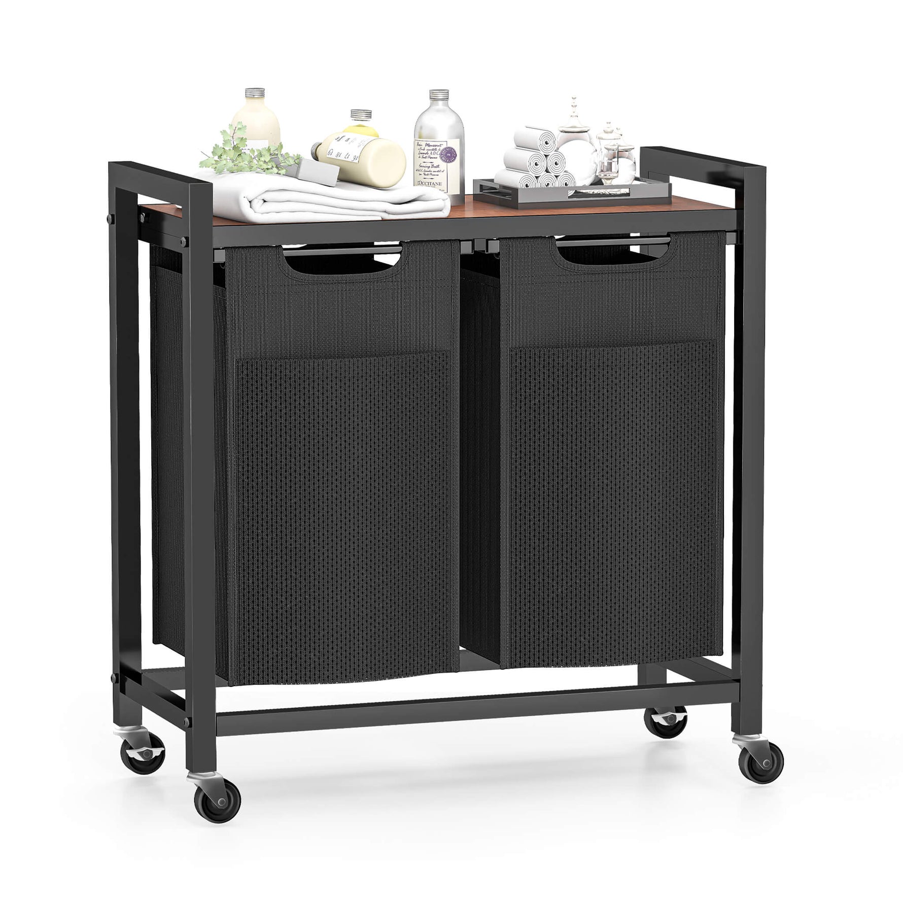 StockMAX Rolling Laundry Basket with Shelf with Multiple Drawers