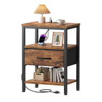 StockMAX Modern Nightstand with Power Outlets and Fabric Drawer
