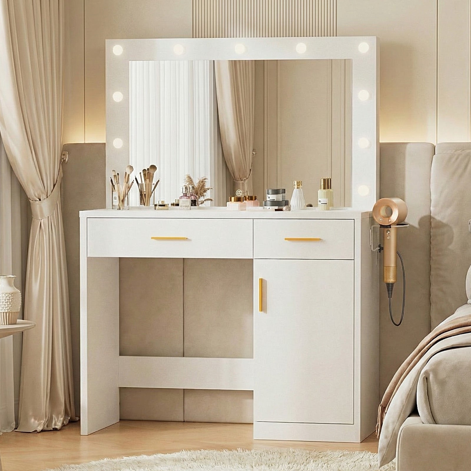 StockMAX Makeup Vanity Desk with Oversized LED Mirror