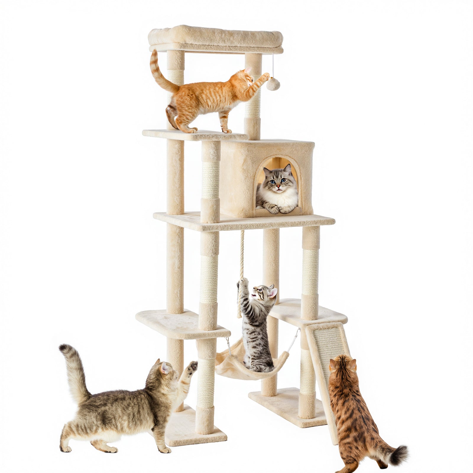 StockMAX 63 Inch Plush Cat Tree Tower for Indoor Cats