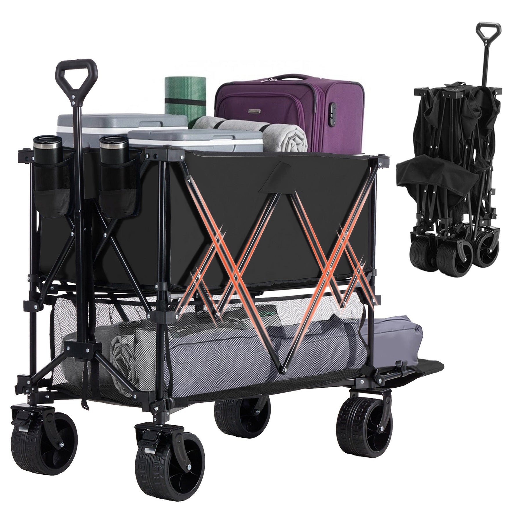 StockMAX HaulMaster 400L Folding Wagon Cart for Camping and Outdoor Use
