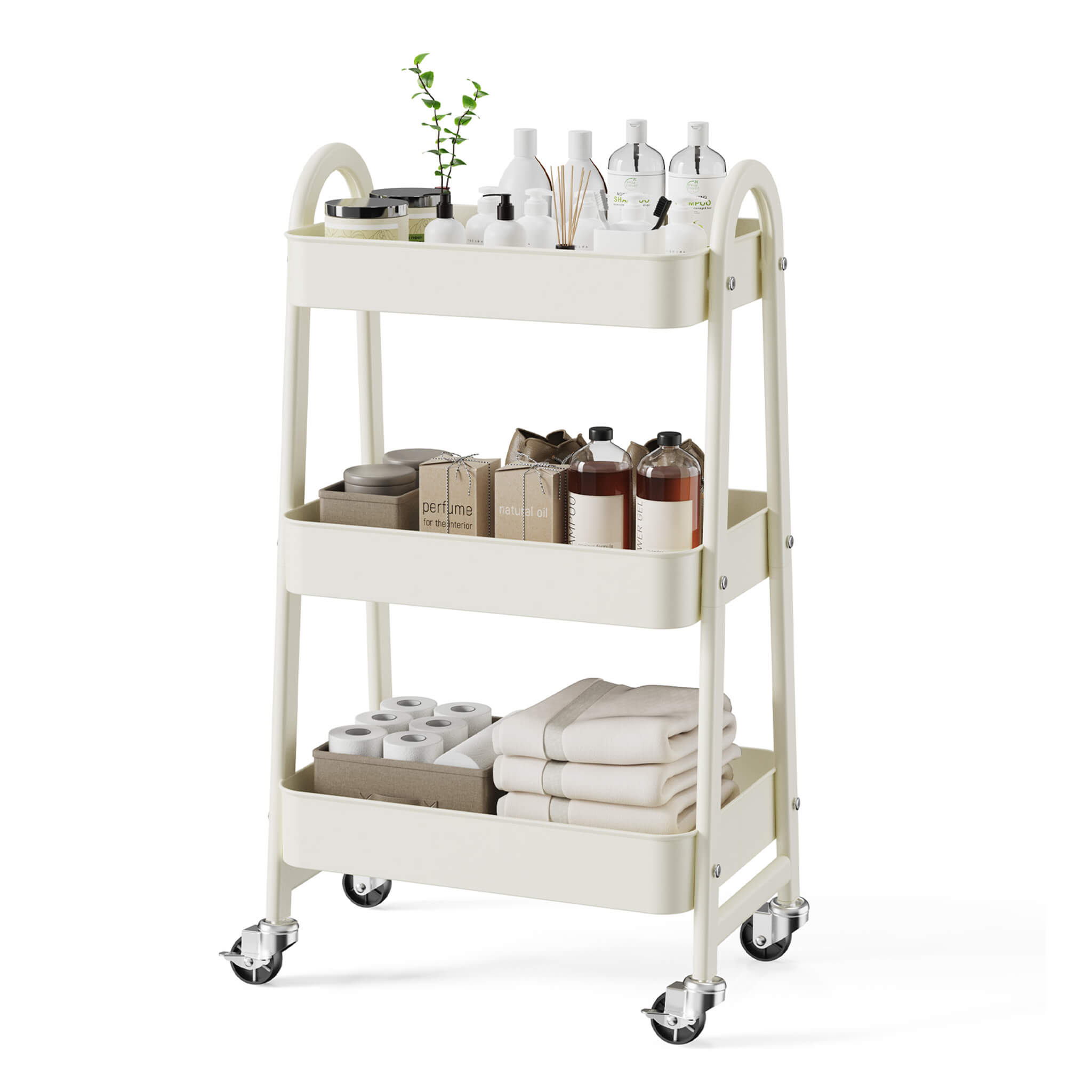 StockMAX 3-Tier Rolling Storage Cart with Lockable Wheels