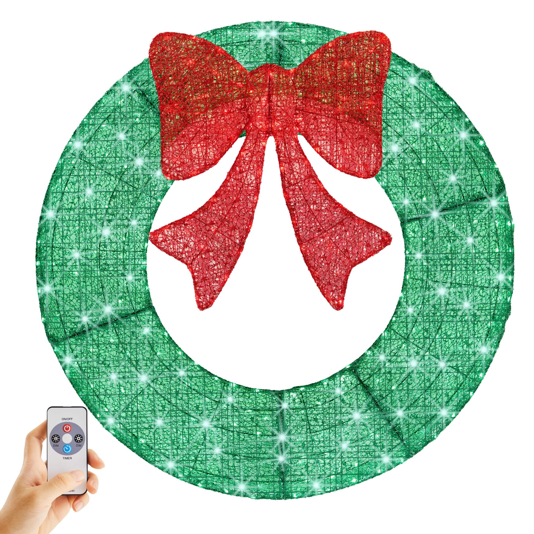 StockMAX Illuminated Christmas Wreath - Outdoor Holiday Decor with Remote