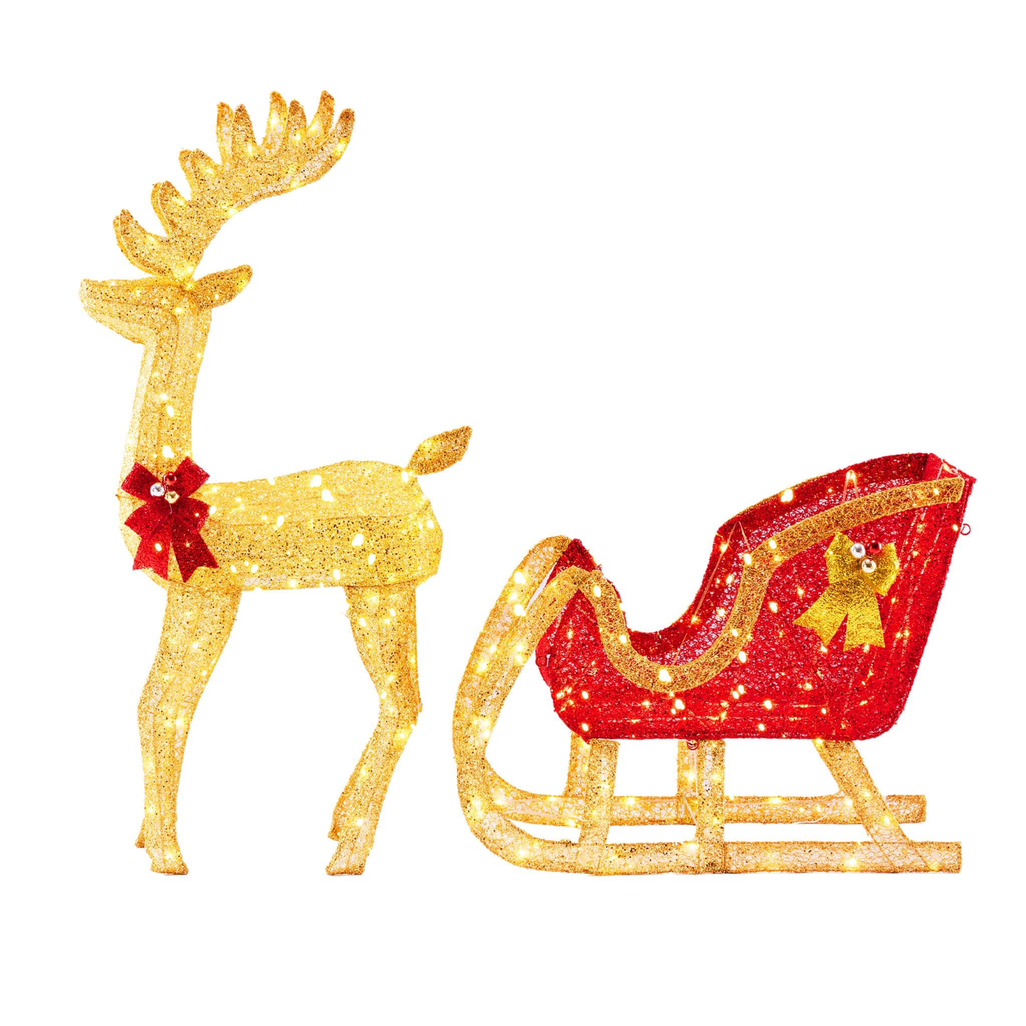 StockMAX LED Reindeer Sleigh Set - Outdoor Christmas Decor
