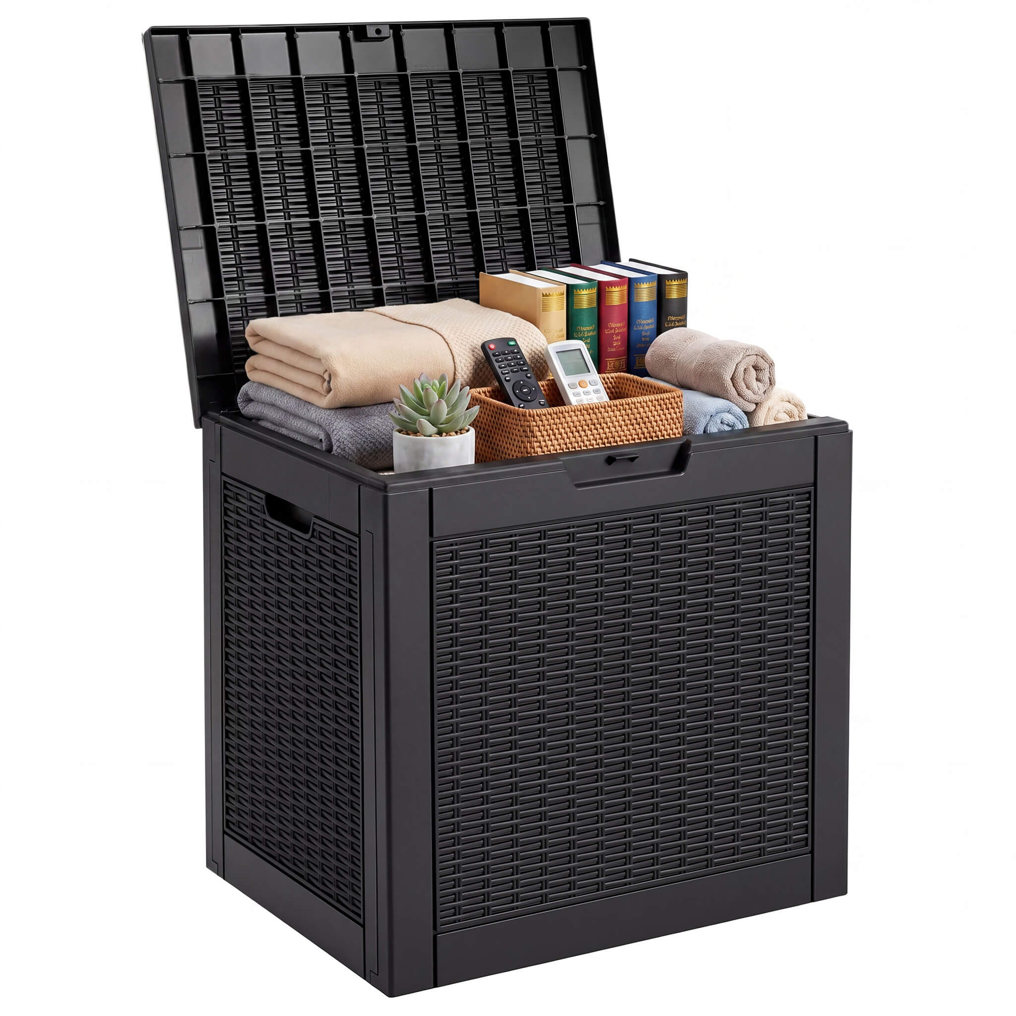 StockMAX 31 Gallon Resin Deck Box, Lockable Patio Storage Box