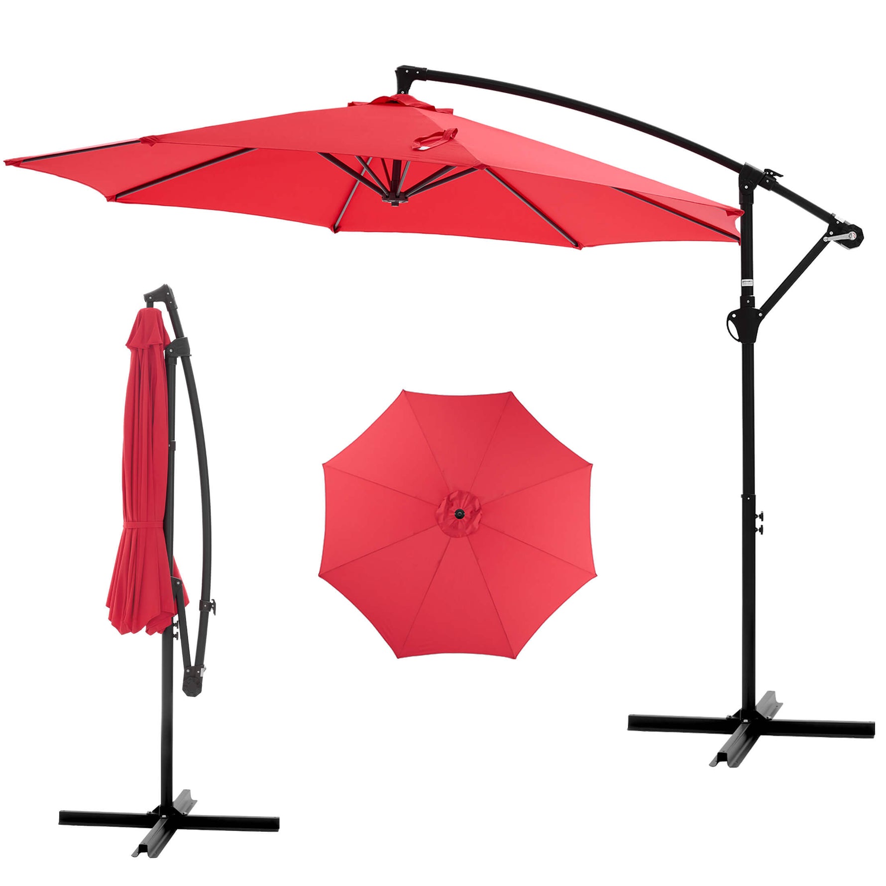 StockMAX 10ft Cantilever Patio Umbrella with Crank Lift Mechanism for Garden, Backyard, Poolside