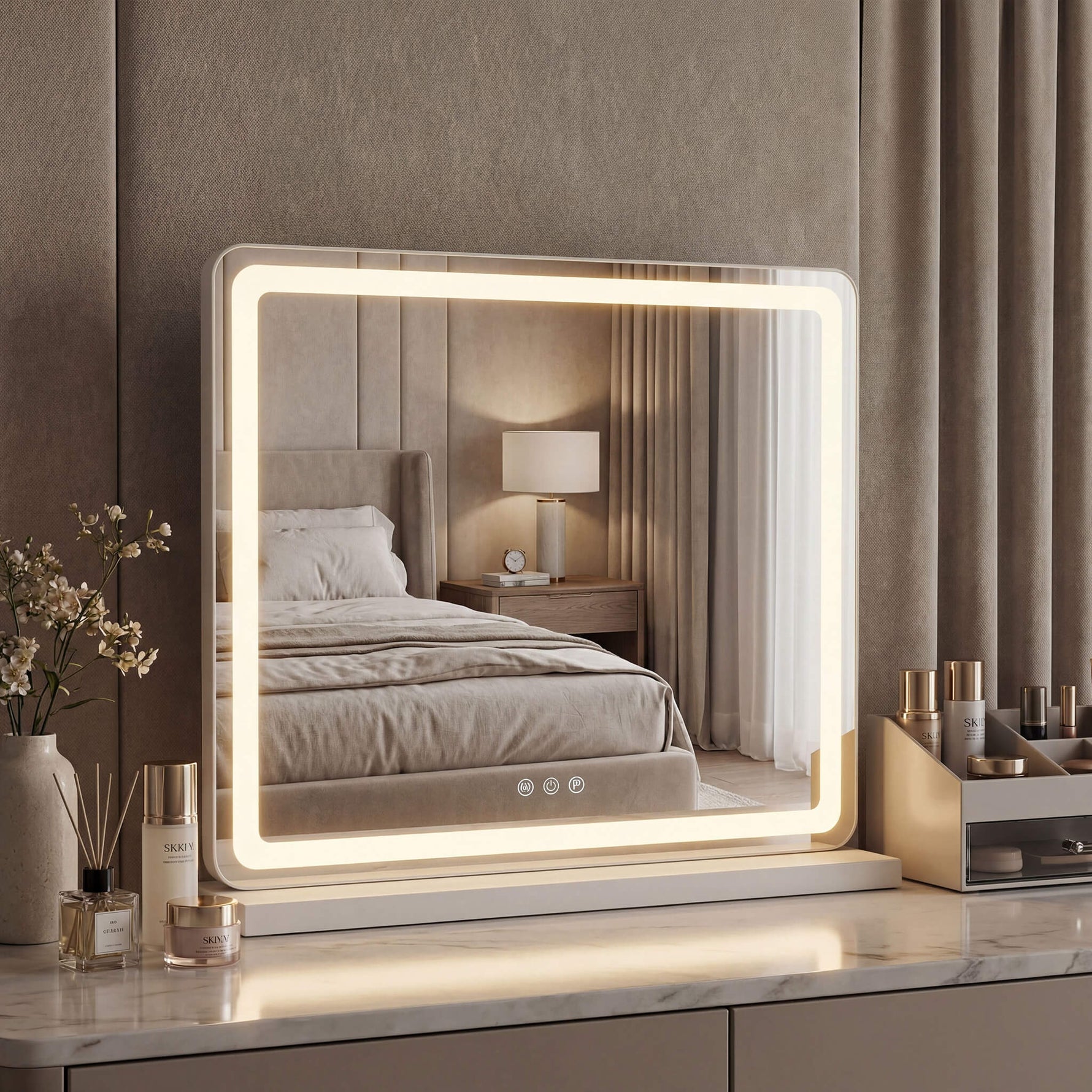 StockMAX Makeup Mirror with Lights and Aluminum Alloy Frame