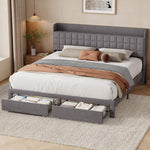 StockMAX Upholstered Heavy Duty Platform Bed Frame with Drawers