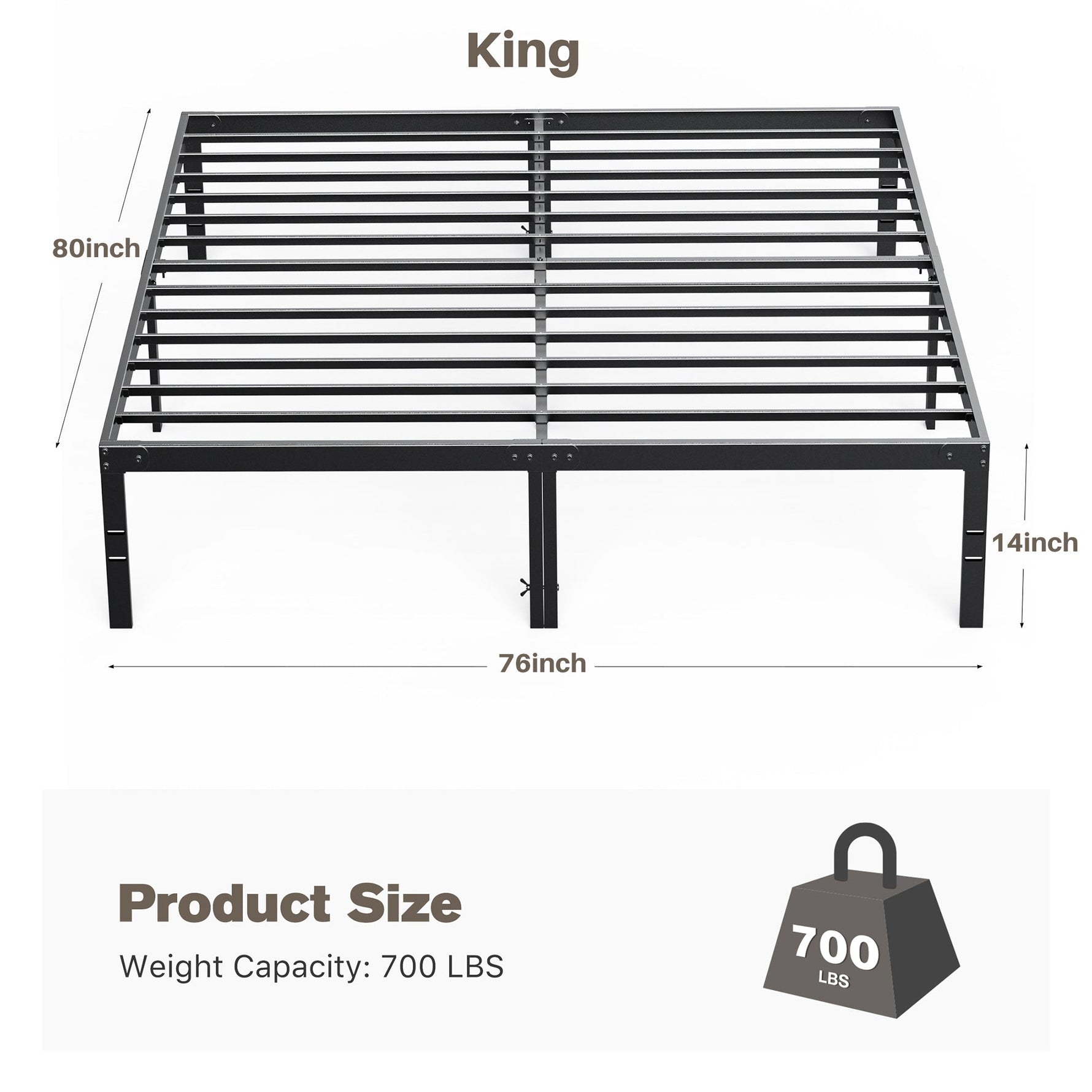 StockMAX Heavy Duty Metal Bed Frame with Under-Bed Storage for Bedroom