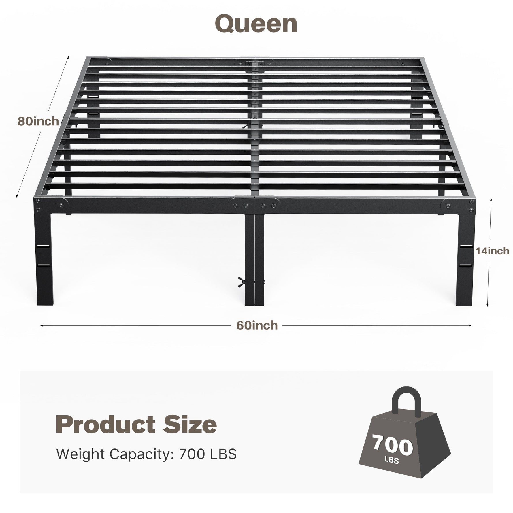 StockMAX Heavy Duty Metal Bed Frame with Under-Bed Storage for Bedroom