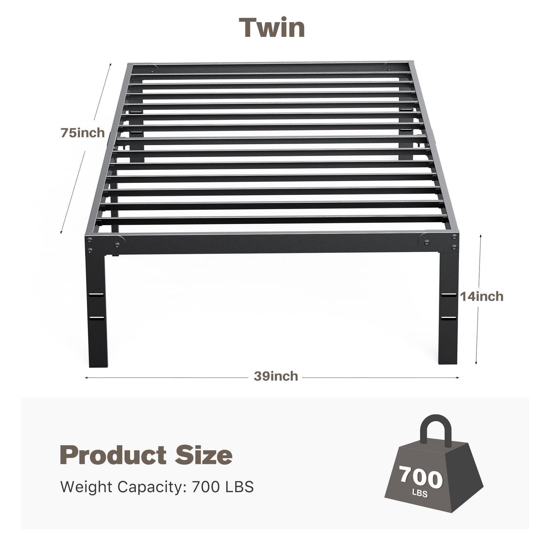StockMAX Heavy Duty Metal Bed Frame with Under-Bed Storage for Bedroom