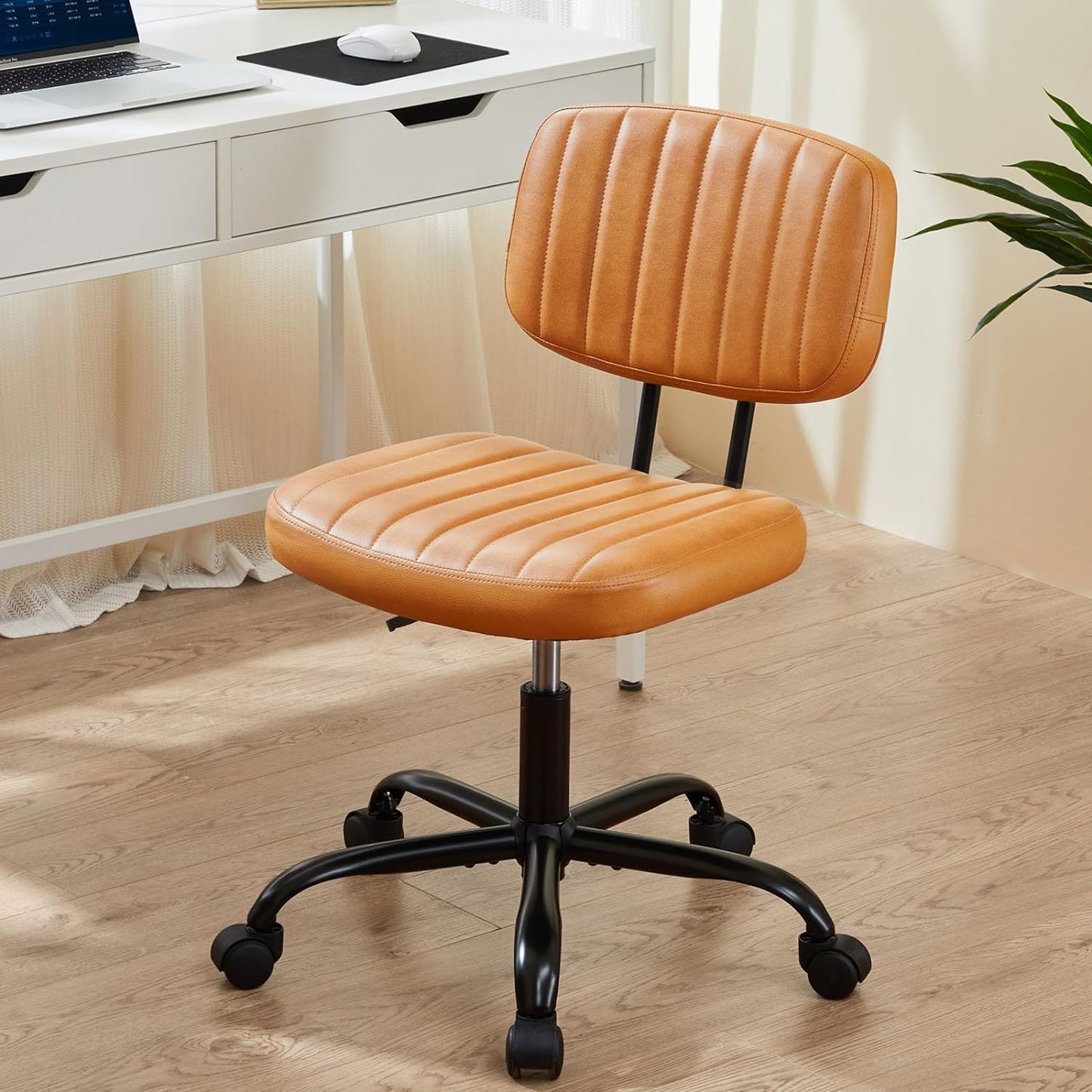 Small Office Desk Chair with Wheels Armless Comfy Computer Chair  2193