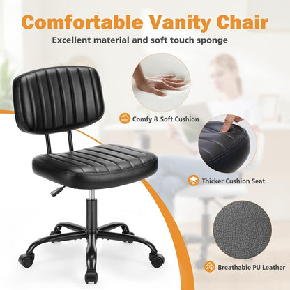 Small Office Desk Chair with Wheels Armless Comfy Computer Chair  2193