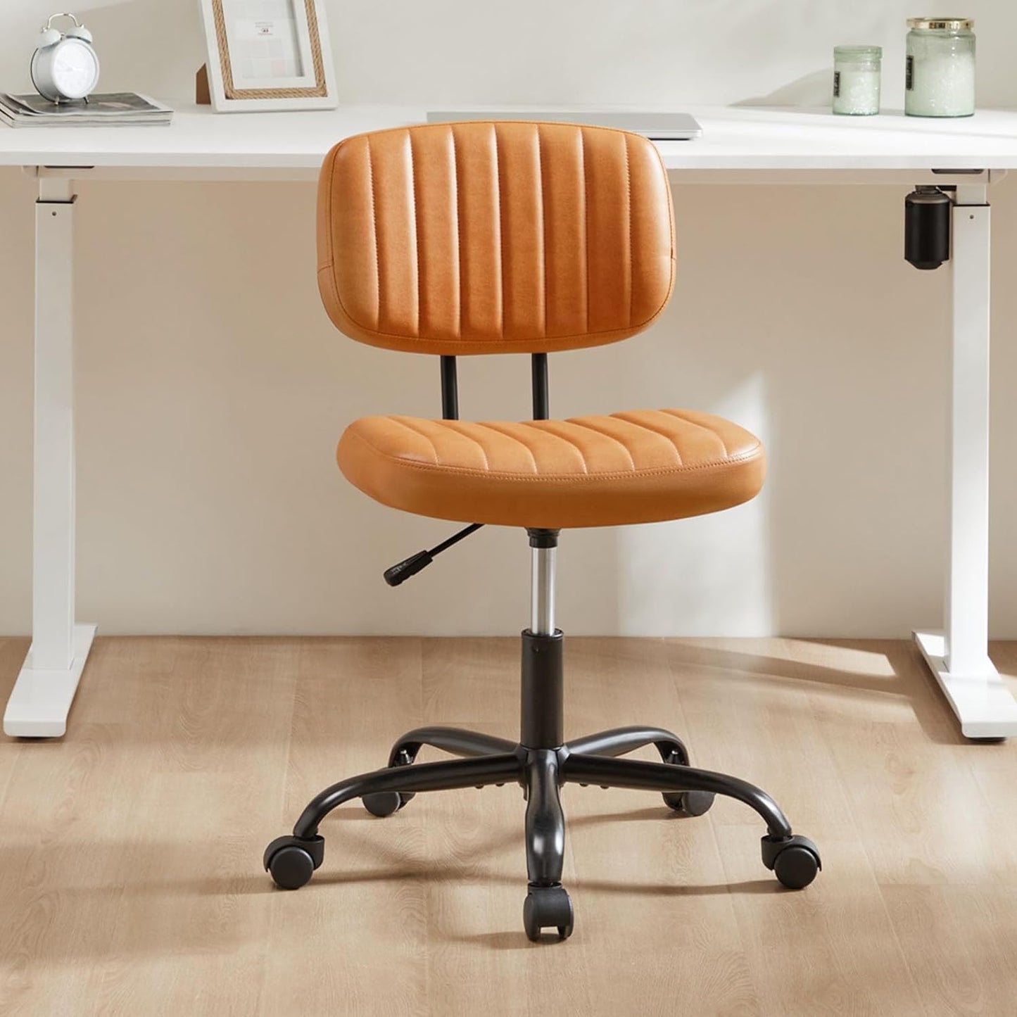 Small Office Desk Chair with Wheels Armless Comfy Computer Chair  2193