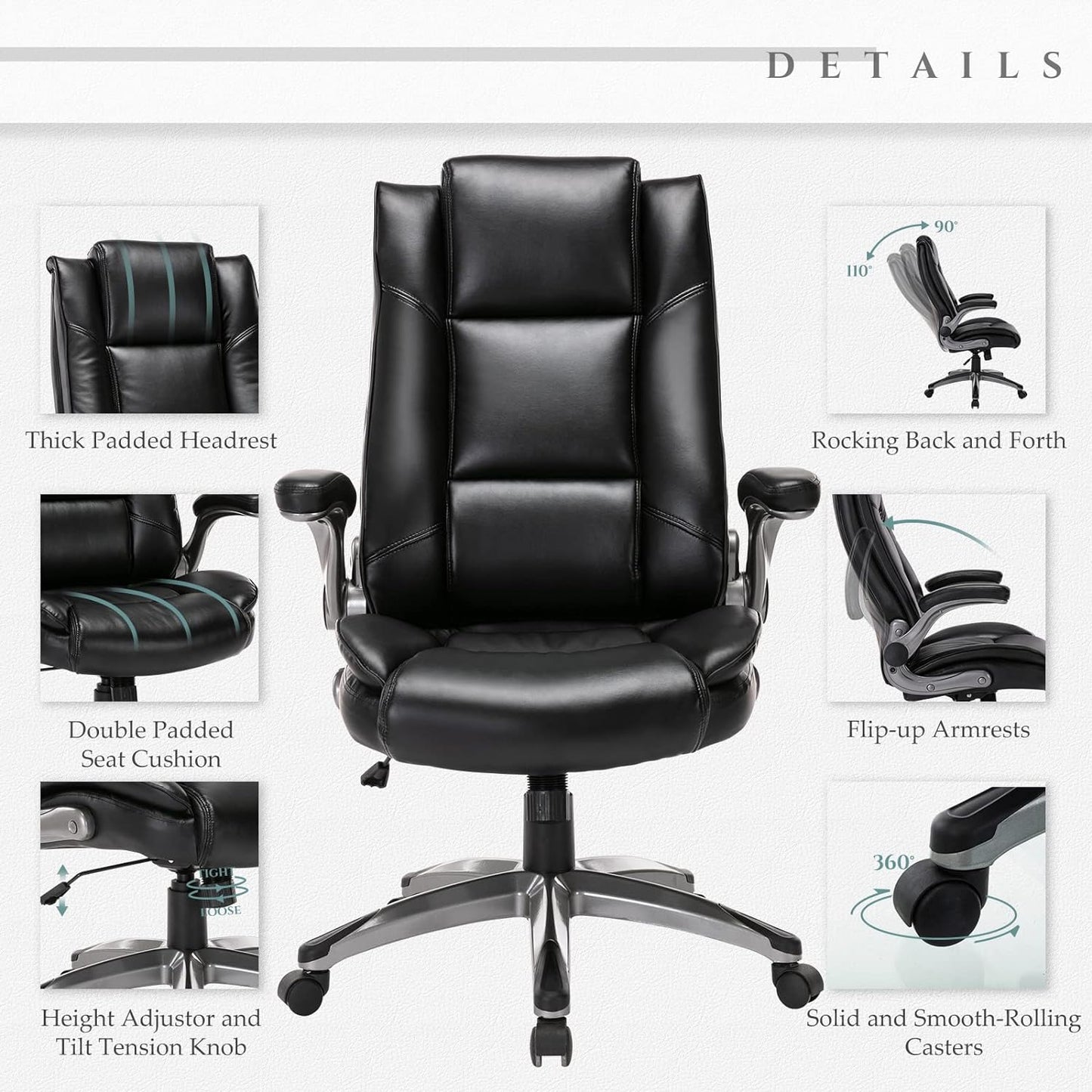 Leather Executive Office Chair- High Back Home Computer Desk Chair 2199