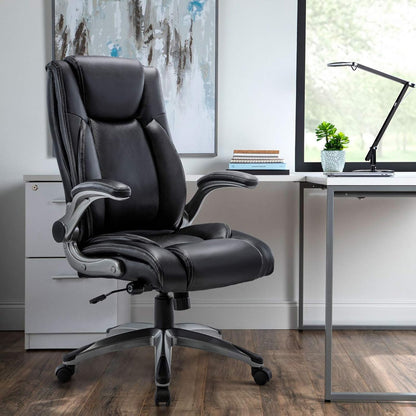 Leather Executive Office Chair - High Back Home Computer Desk Chair with Padded Flip-up Arms  287