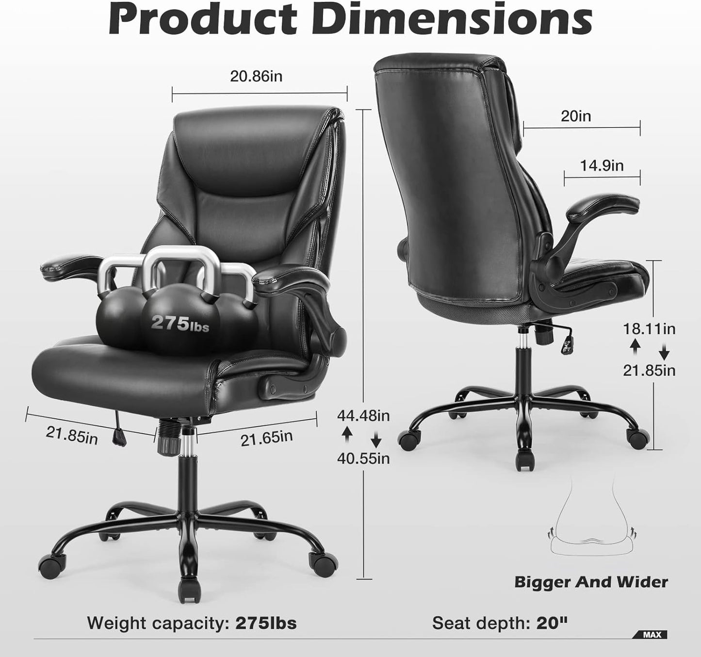 Ergonomic Adjustable Computer Desk Chairs with High Back Flip-up Armrests 2892