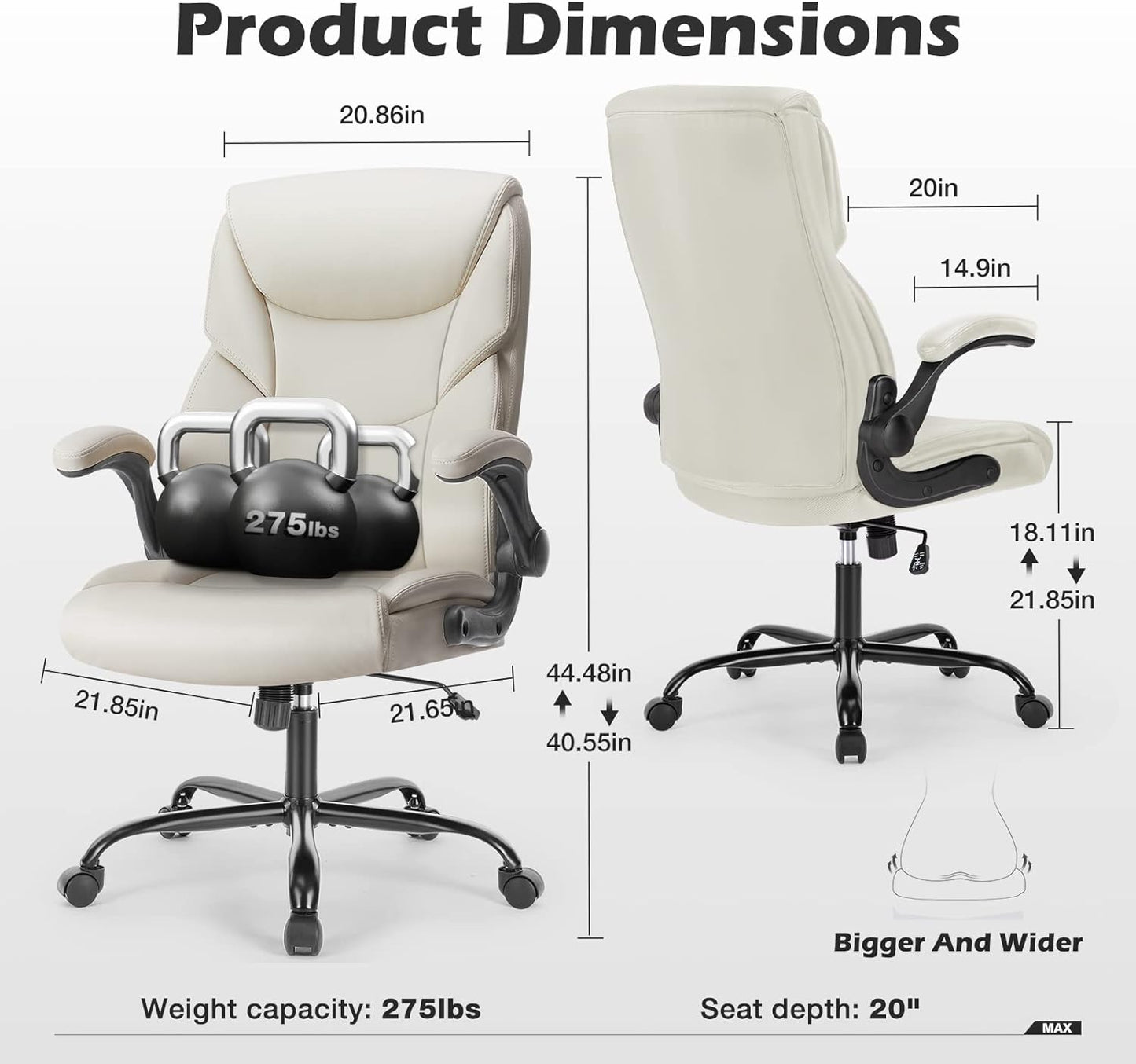 Ergonomic Adjustable Computer Desk Chairs with High Back Flip-up Armrests 2892