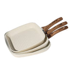 StockMAX Nonstick Cookware Set, Square Frying Pan Set with Wooden Handle