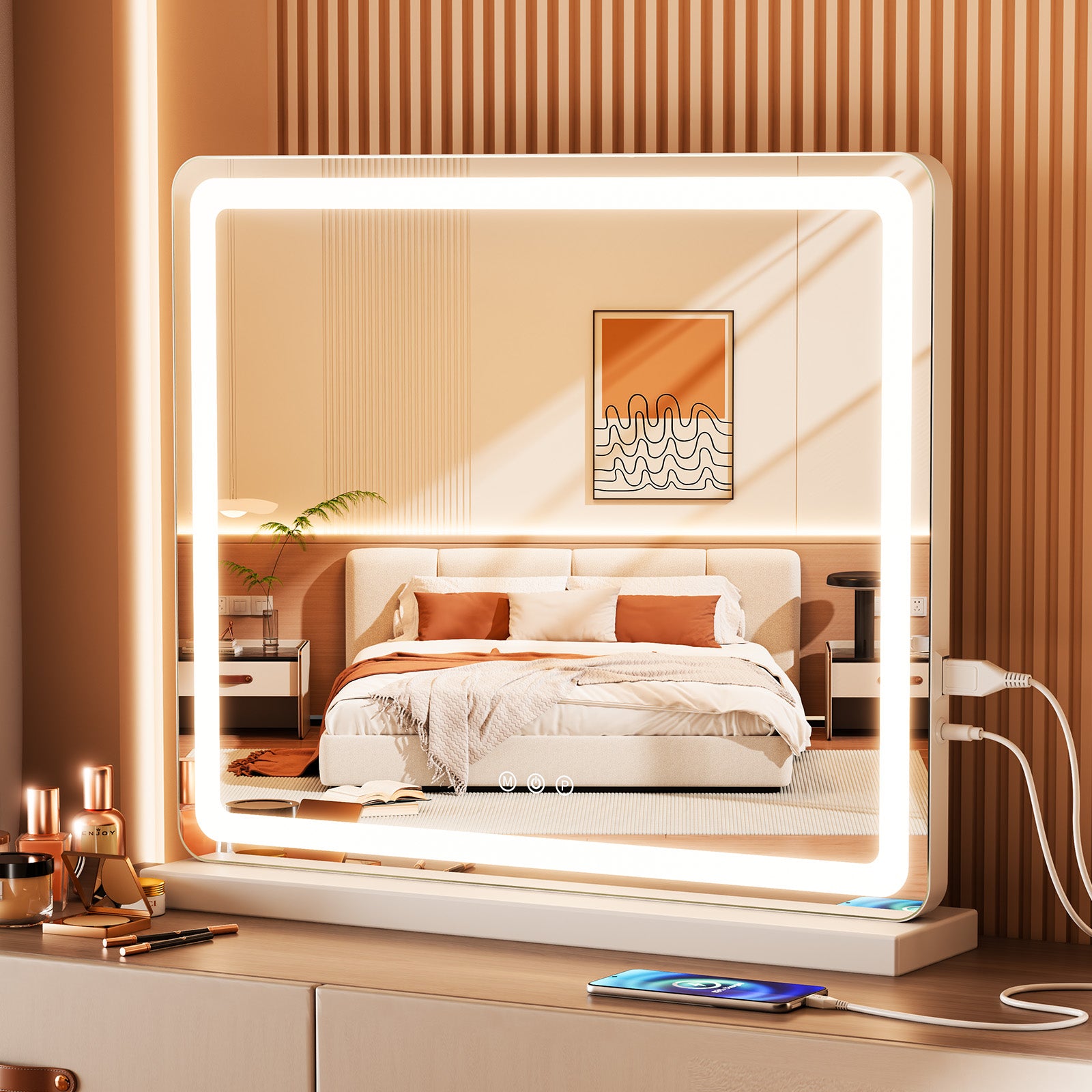 StockMAX Makeup Mirror with Lights and Aluminum Alloy Frame