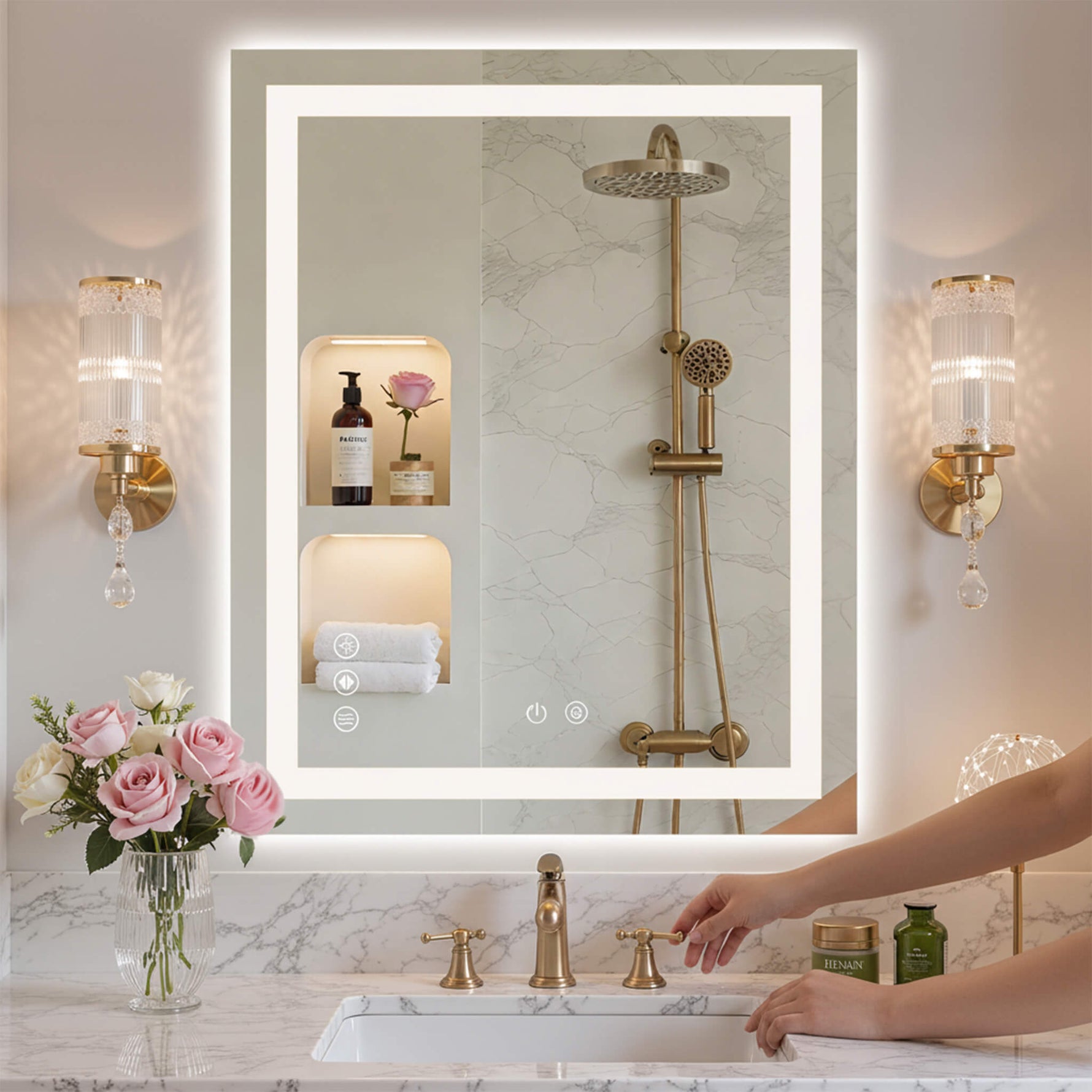 StockMAX Rectangular LED Bathroom Mirror with Anti-Fog & Touch Control