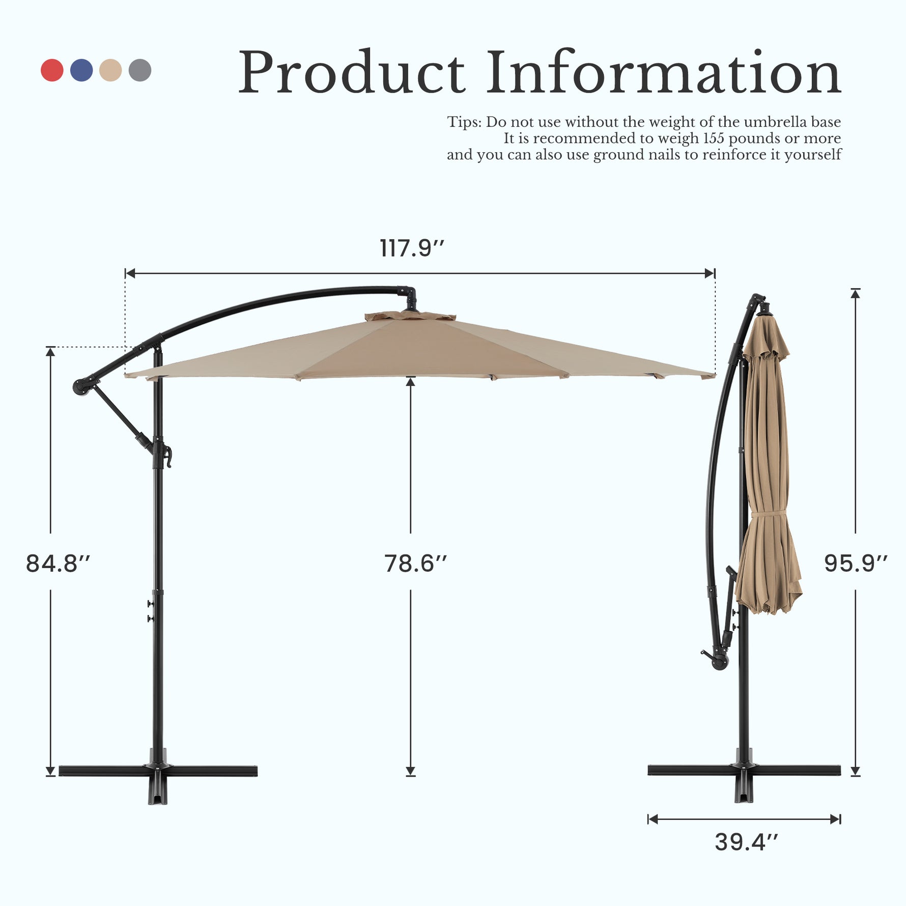 StockMAX Patio Umbrella, Outdoor Table Umbrella with Tilt and Crank