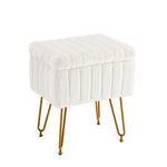StockMAX Vanity Stool Chair with Storage and Adjustable Metal Feet